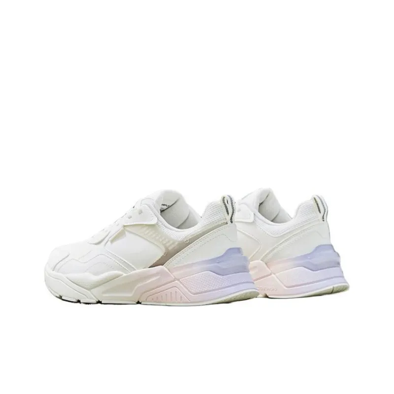 QIAODAN Cushioned Wear Resistant Breathable Low Top Running Shoes Women's White Purple-1
