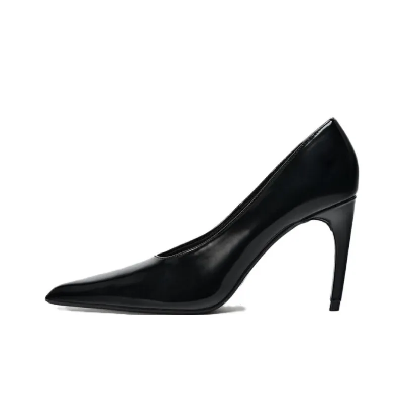 ZARA Slim Heel High Heels 9cm Women's Black-0