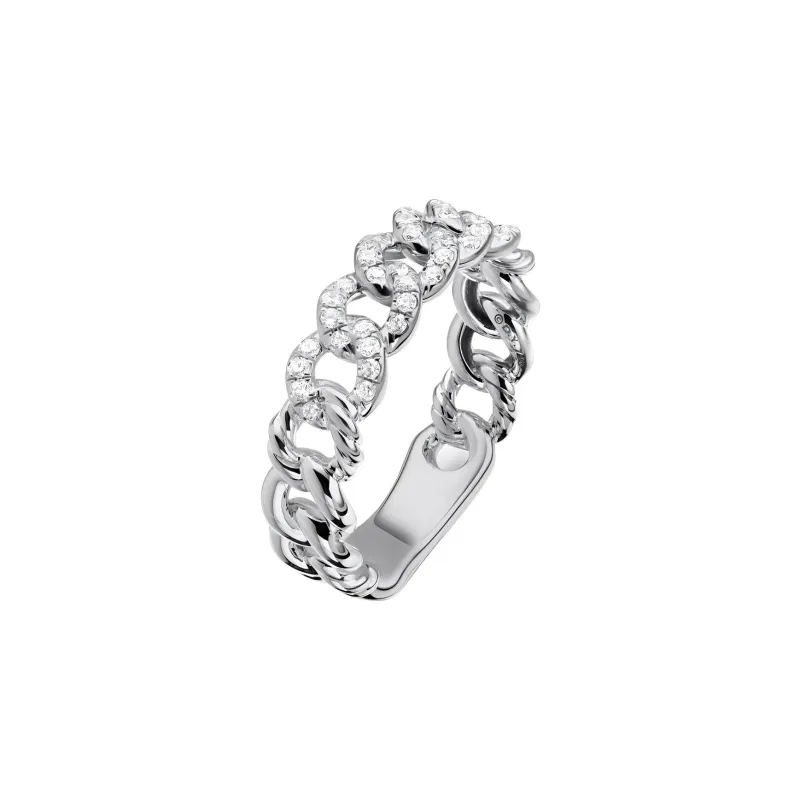 David Yurman Sterling Silver Belmont Curb Link Diamond Ring 5mm-1