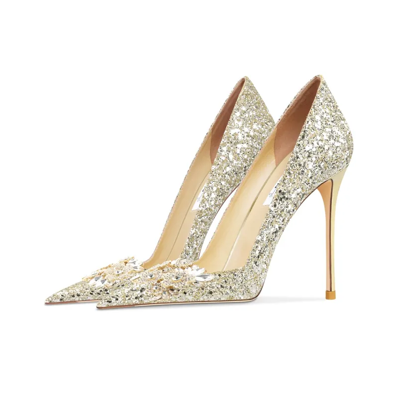 Ganxiaojie Slim Heel High Heels 6cm 8cm 10cm Women's Gold-2