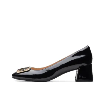 Clarks Nia Series Chunky Heel High Heels 4.5cm Women's Black