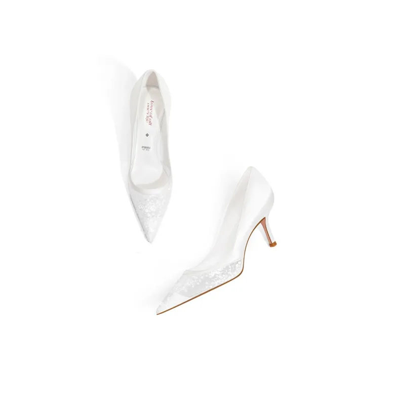 PJJUU Slim Heel High Heels 6.5cm Women's White-4