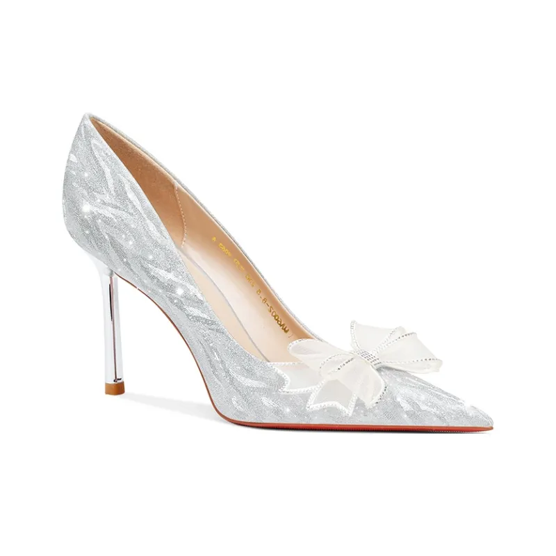 MEIAI High Heels Women's Silver-6