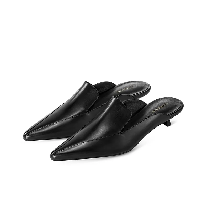 7or9 New Moon Black Logo Slim Heel High Heels 3.5cm Women's Black-1