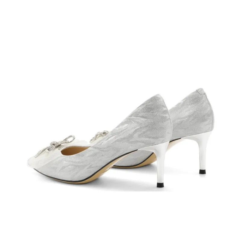 BELLE Slim Heel High Heels 6.5cm Women's Silver-3