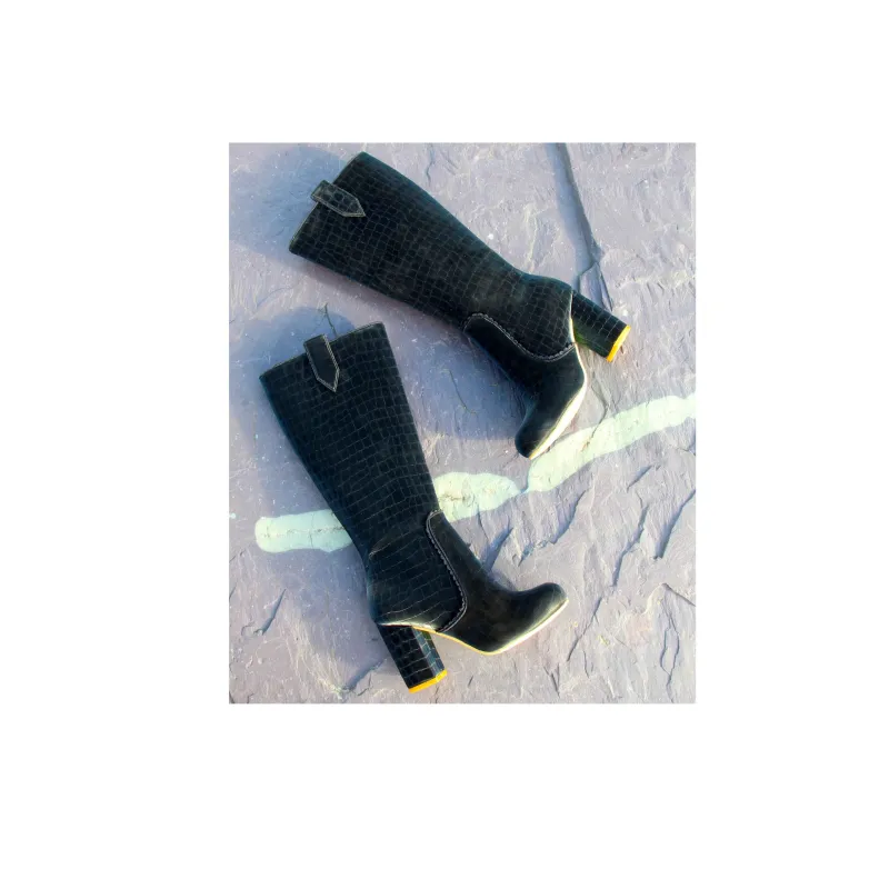 IRREGULAR CHOICE Dawning Song Knee-high Boots 9cm Women's Black-5