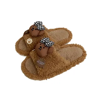 SHIGUDE Cotton Slippers Women's Brown