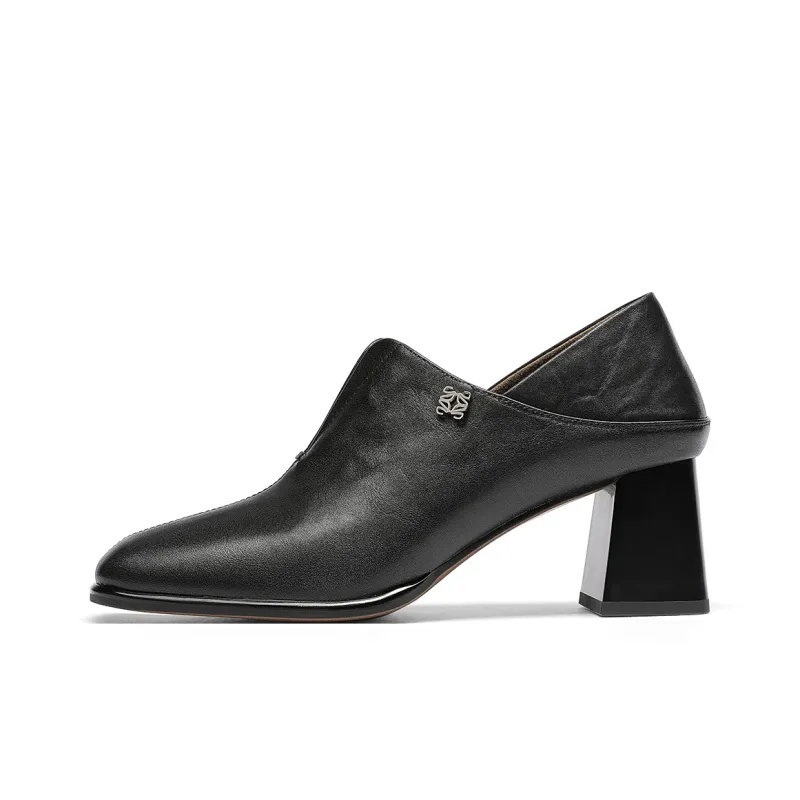 GOLDLION Chunky Heel High Heels Women's Black-0