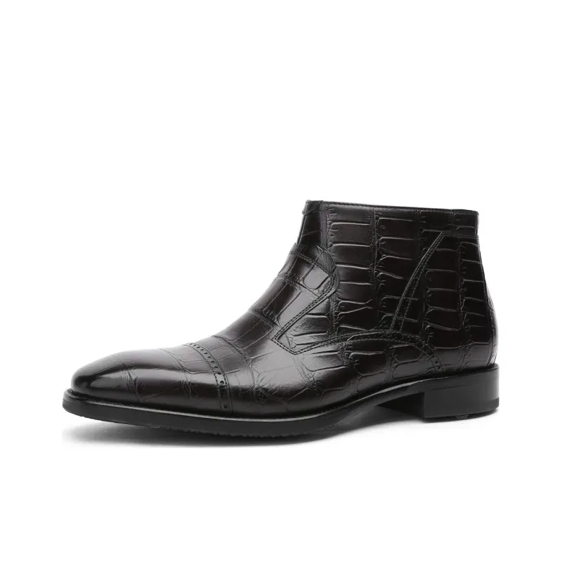 CROWN Chelsea Boots Men's Dark Brown One Yard Larger-1