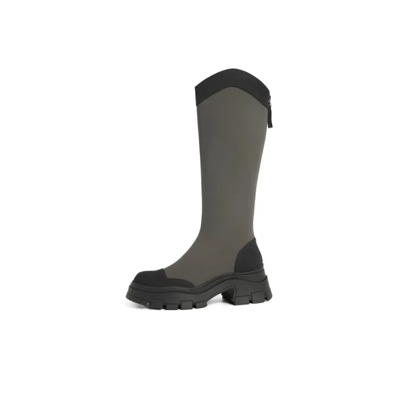 BELLE Knee-high Boots 6cm Women's Green Apricot Black-20