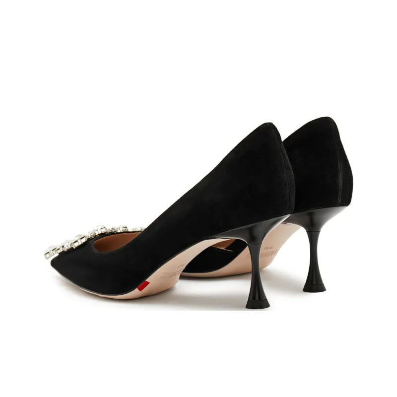 Staccato Sugar Cube Shoe Slim Heel Pointed Toe Crystal High Heels 7cm Women's-10