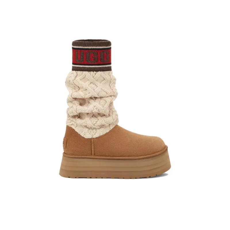 UGG Classic Sweater Letter Boot Chestnut Women's-1