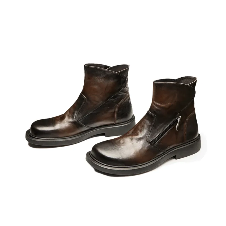 Brounvanm Ankle Boots 3CM Men's Black Coffee-16