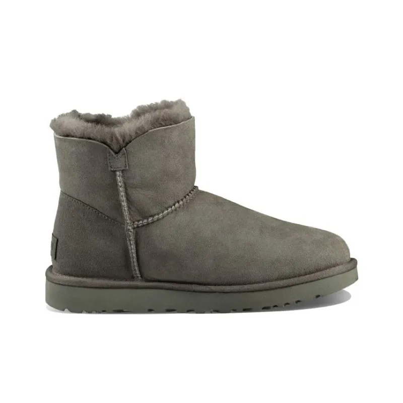UGG Mini Bailey Button Ii Boot Fleece Lined Gray Women's-1