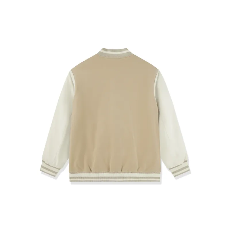QIAODAN Get Rich Every Day Baseball Jackets & Coats Men's Nutty Color/Cream White-1