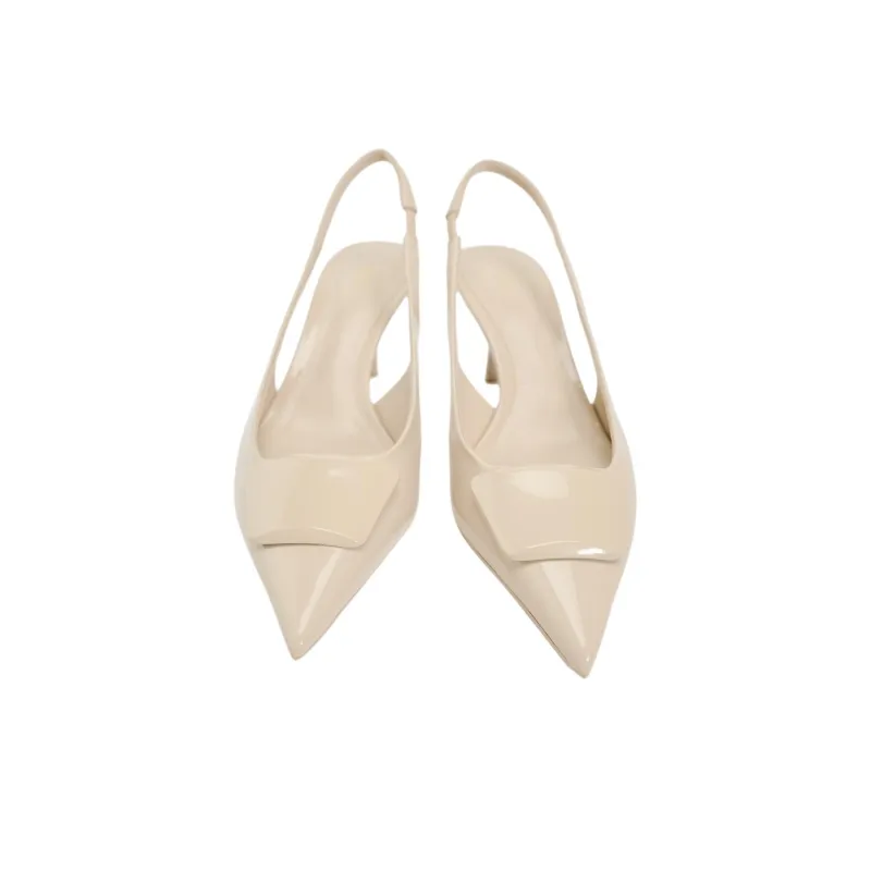 ZARA Slim Heel High Heels Women's Light Yellow-4