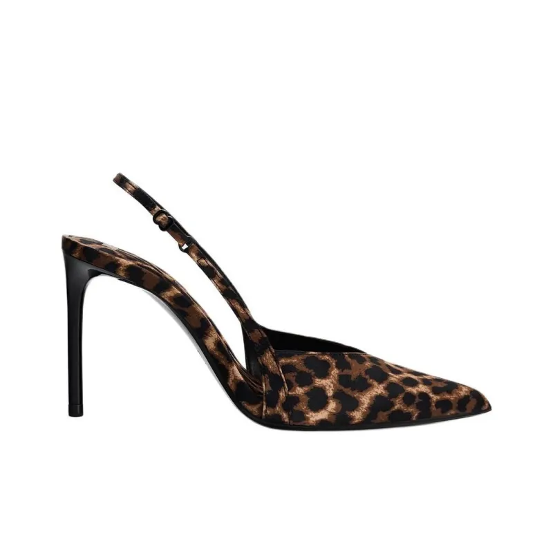 ZARA Slim Heel High Heels 10cm Women's Leopard Print-1