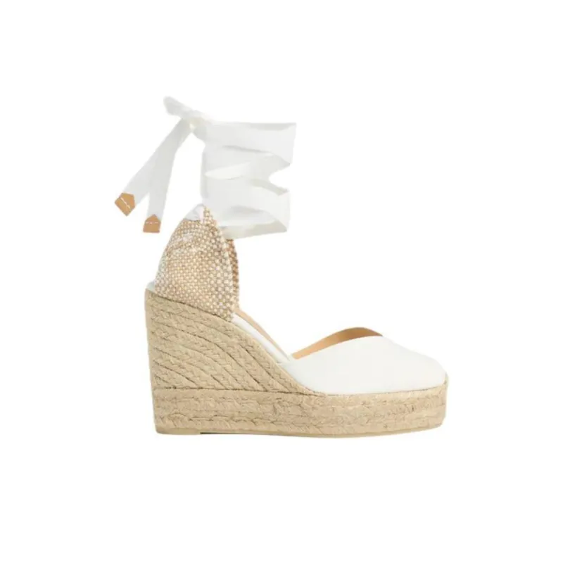 Castañer Chiara Wedge Heel High Heels Women's White-1