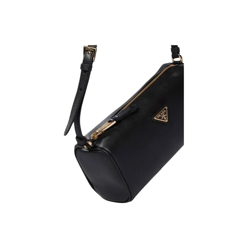 PRADA Calfskin Shoulder Bag Women's Black-3