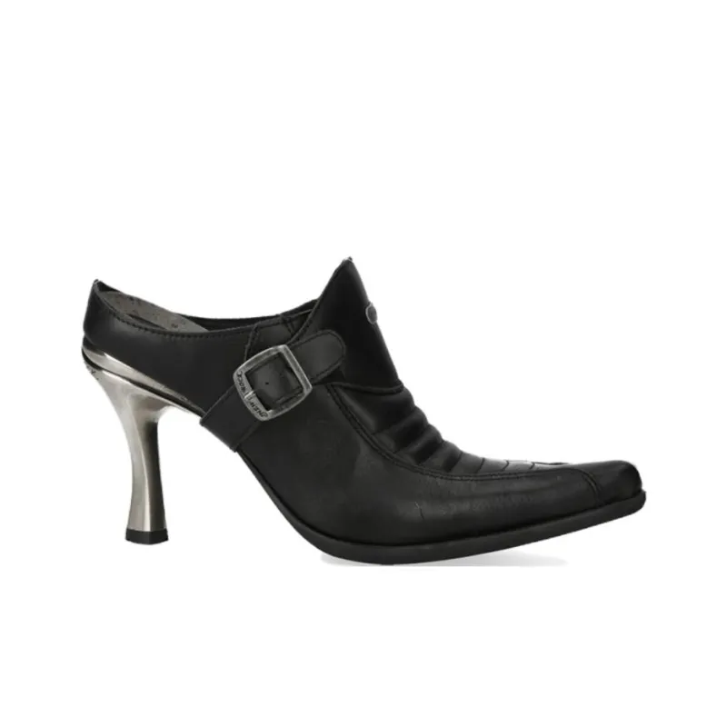 NEW ROCK Flared Heel High Heels Women's Black-1