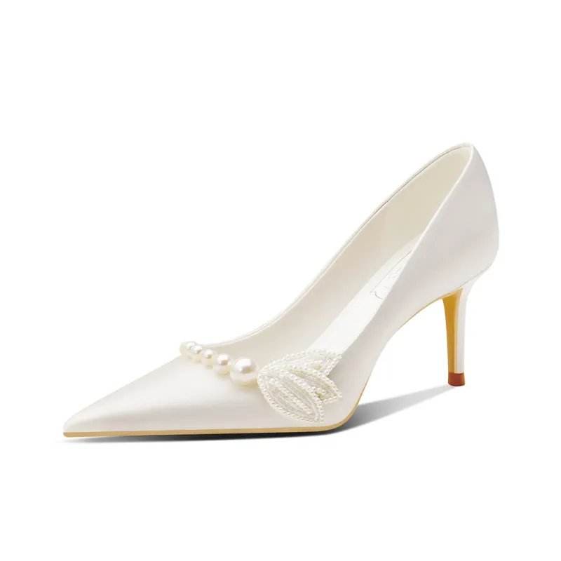 ROSE CASTLE Slim Heel High Heels 6.5cm Women's White-1