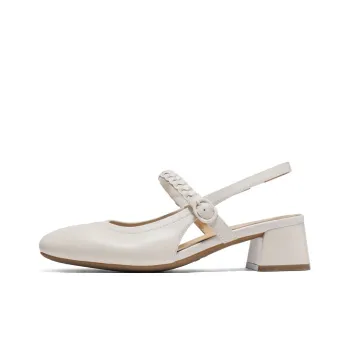 BELLE Block Heel High Heels 4cm Women's Ecru Apricot