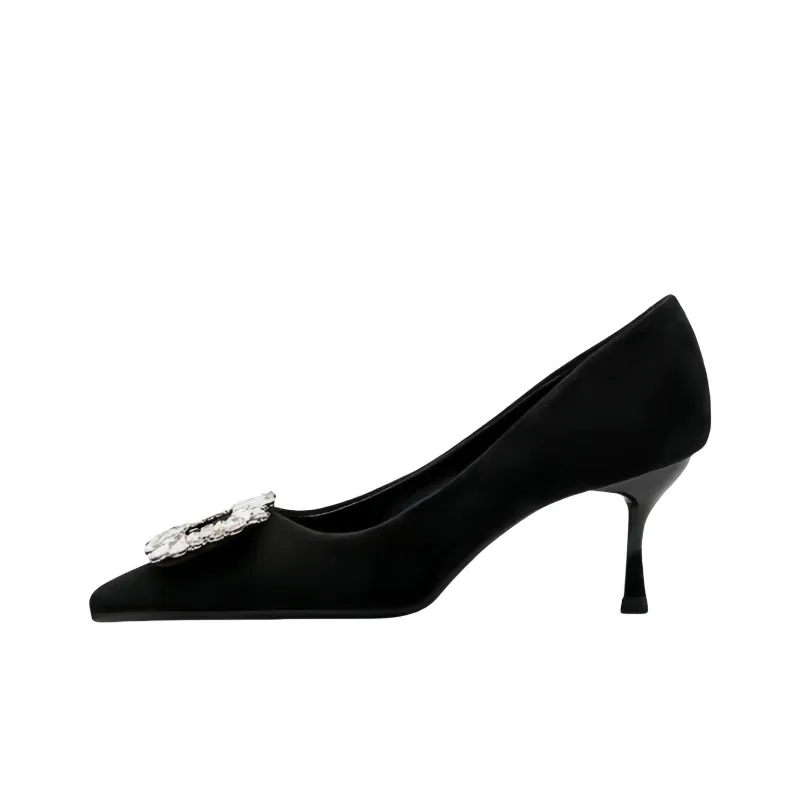 CHILI Slim Heel High Heels Women's Black-0