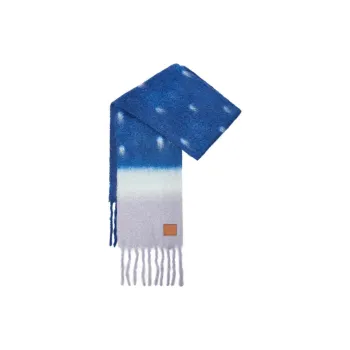 LOEWE Mohair Wool Knit Scarves Women's Blue/Gray