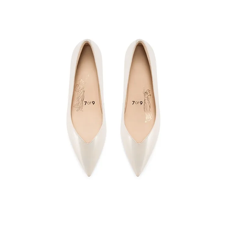 7or9 White Peach Milk Jelly Cone Heel Everyday Commute High Heels 3.5cm Women's-3