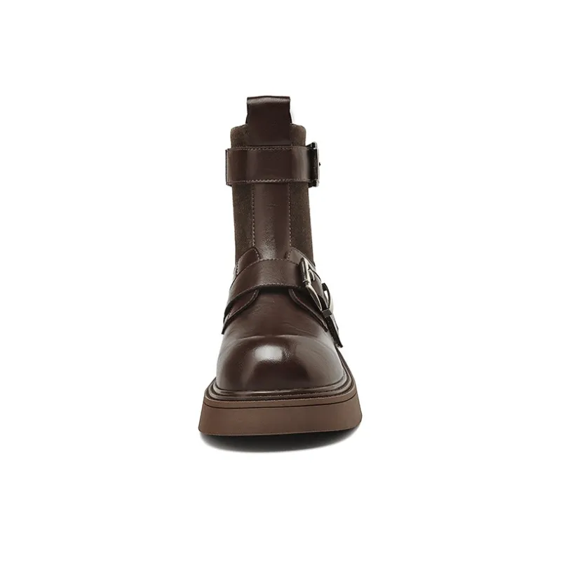 HLA Ankle Boots Women's Black/Brown Red-7