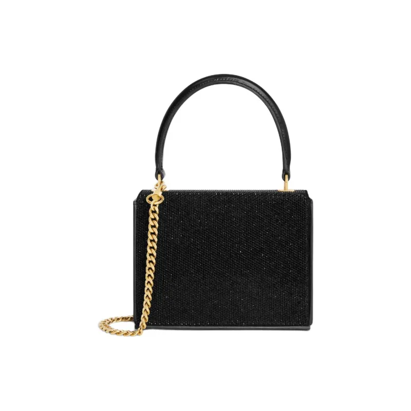CELINE Rhinestone Calfskin Shoulder Bag, Crossbody Bag, Handbag Small Size Women's Black-2