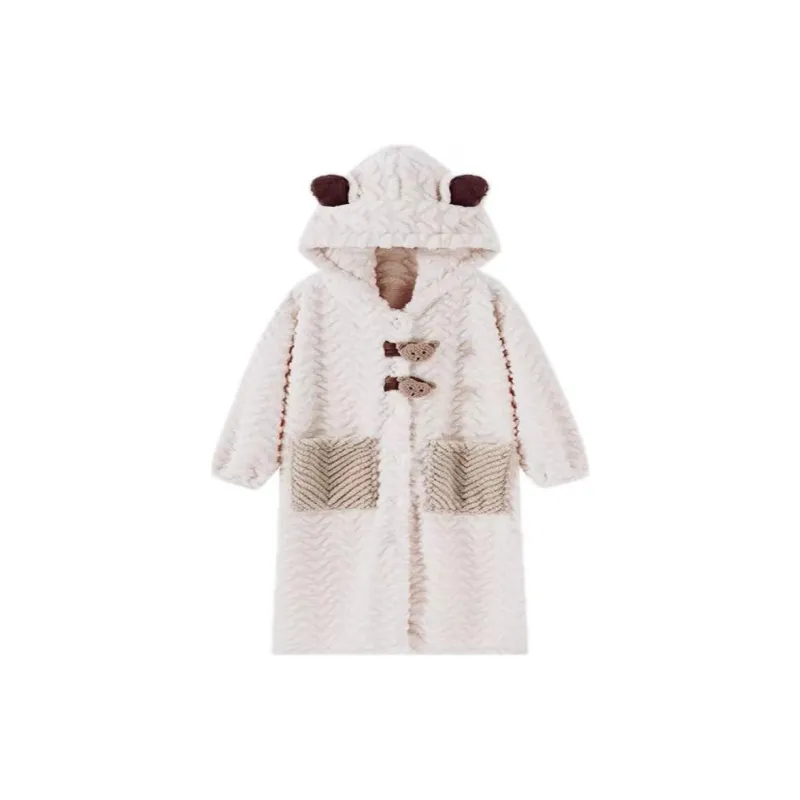 XIAFENYAN Bath Robes Women's Apricot-0