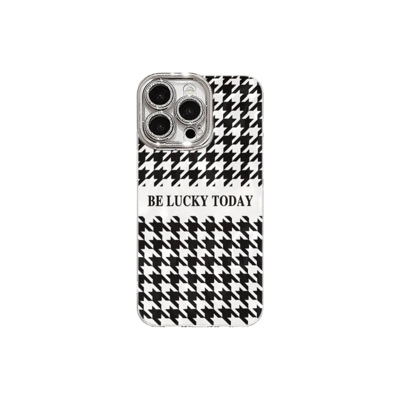 XIANGRIKE TPU Material Houndstooth Phone Case Compatible With IPhone 15/14 Plus/13/12/11/15 Pro Max/XS/XR/XS Max/8 Plus-0