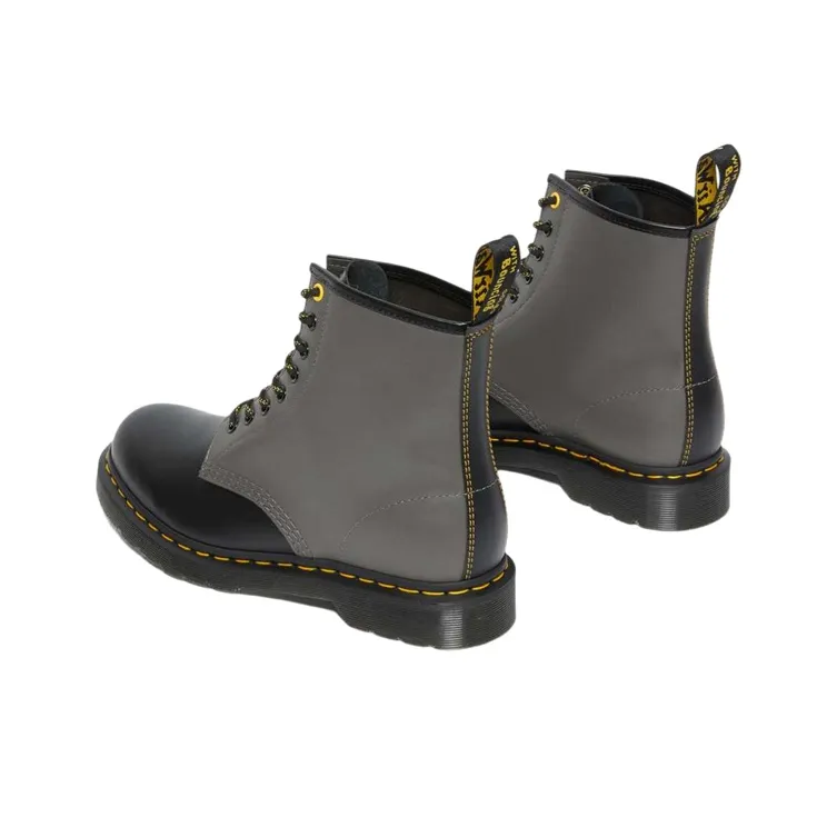 Dr.Martens 1460 Smooth Clash Leather Lace Up Boots 'Grey Black'-2