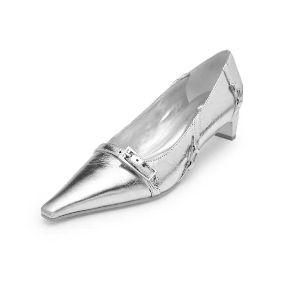 Lost In Echo Fashion Pointed Toe Low Vamp High Heels Unlined Shoes Leather Shoes-1