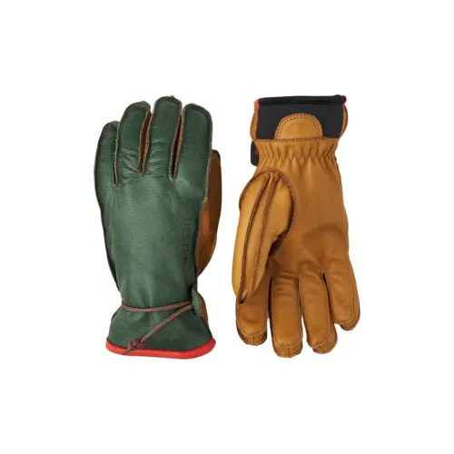 HESTRA Neoprene Cow Leather Sheep Nub Wool Terry Cloth Sports Gloves Unisex Green