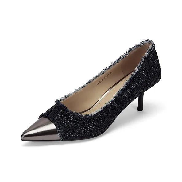 73Hours Romantic Date Slim Heel High Heels 8cm Women's Dark Blue-2