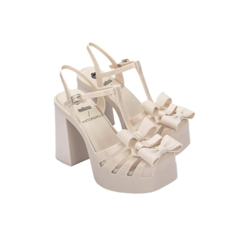 MELISSA Chunky Heel High Heels Women's White-2
