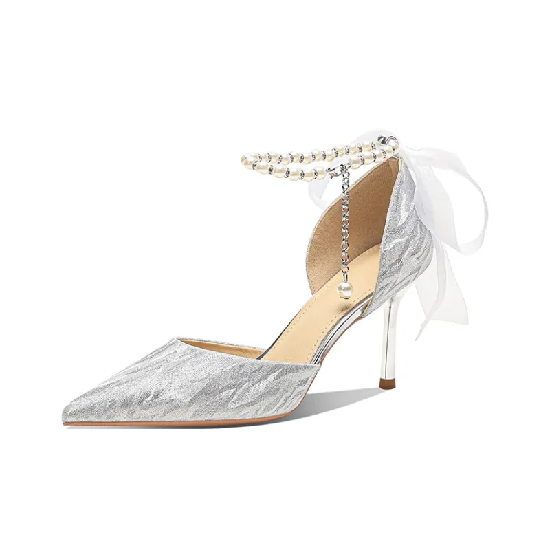 MCKP Slim Heel High Heels 8cm Women's Silver-1