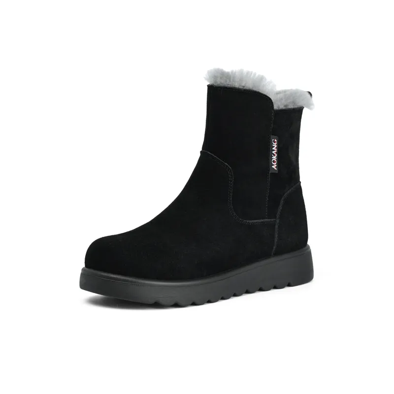 AOKANG Thermal Slip Resistant Short Snow Boots Women's Black-0