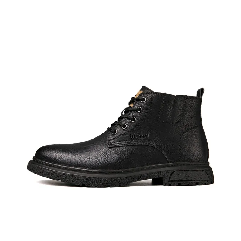 Wen Nai Ankle Boots Men Black/Khaki-0