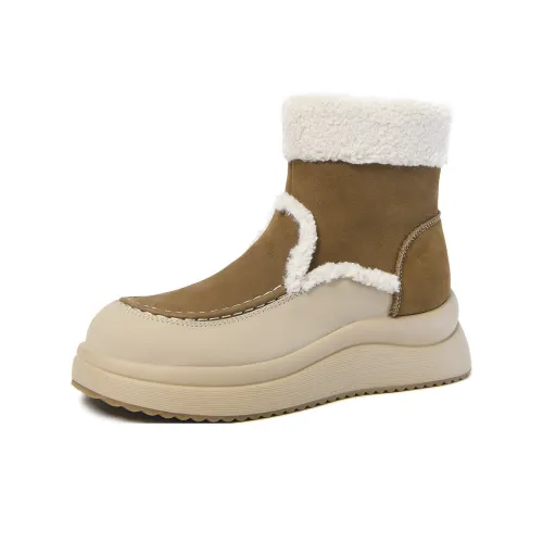 CAMEIDO Thermal Short Snow Boots Women's Apricot