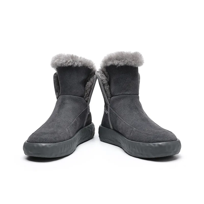 TRUMPPIPE Warm Wear Resistant Slip Resistant Short Snow Boots Men's Gray-2