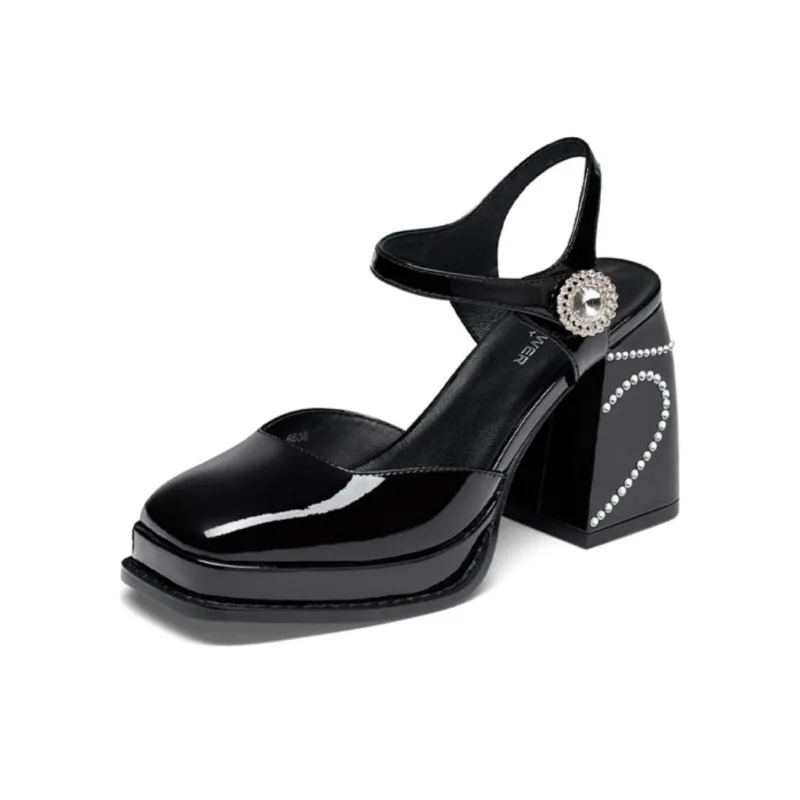 Kiss Kitty Block Heel High Heels 9.3cm Women's-6