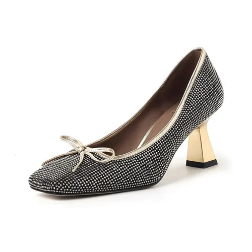 FLOWERSKAM Cone Heel High Heels 7cm Women's Black