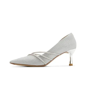 BELLE Slim Heel High Heels 6.5cm Women's Black Silver