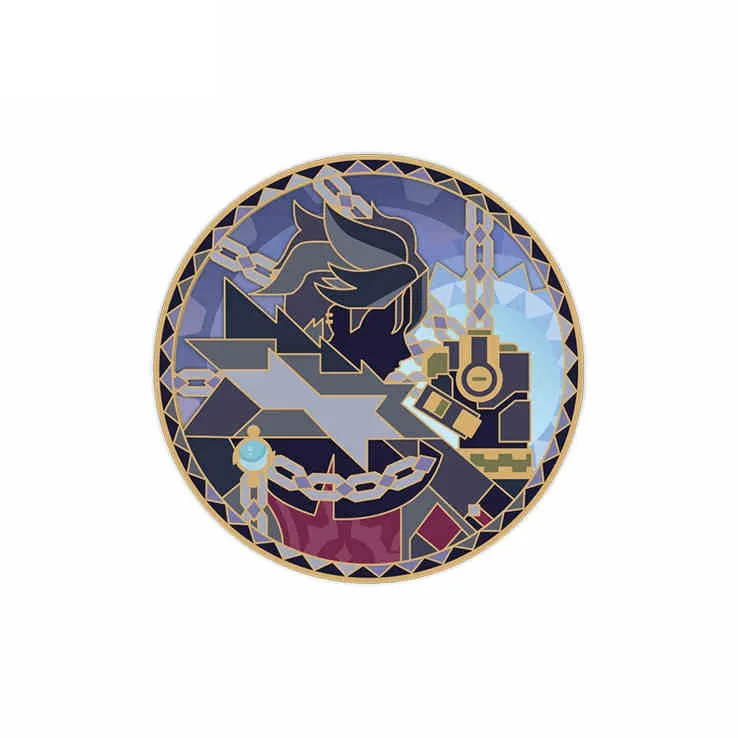 GenShin Hu Tao Nasiya Naville Furina Leosli Zhongli Linny Rainbow Invitation Collection Rotating Metal Genshin Badges-5