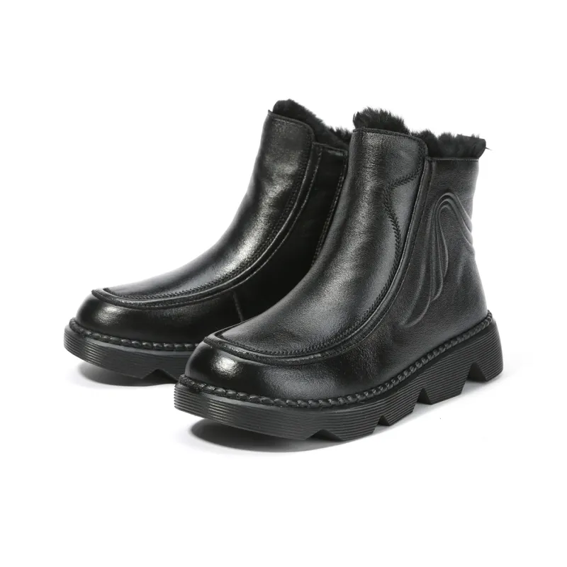 Old Meihua Ankle Boots Women's Black/Burgundy-1
