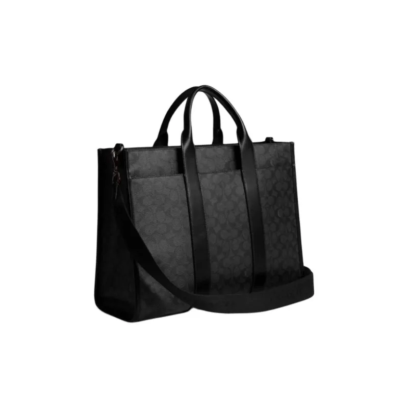 COACH Artificial Leather Tote Bag, Shopping Bag, One Shoulder Handbag Tubas Unisex Charcoal Gray-1