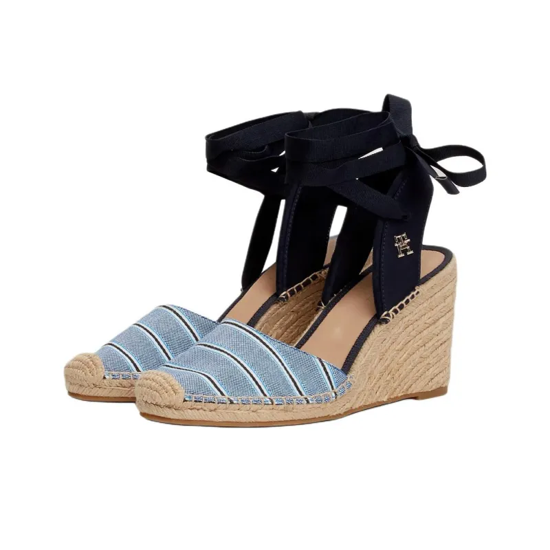 Tommy Hilfiger Wedge Heel High Heels 9cm Women's Black Blue-2